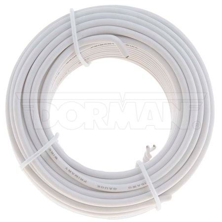 Motormite Primary Wire, Automotive, 16 AWG, Copper, White, PVC Jacket, Stranded 85727